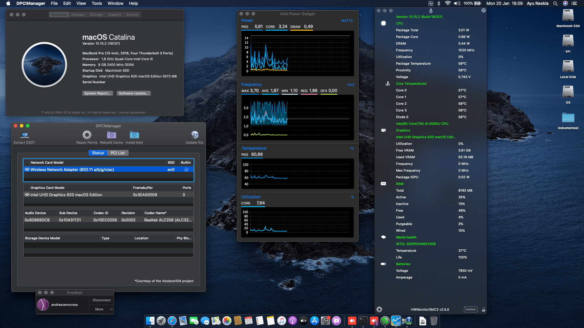 Success Hackintosh macOS Catalina 10.15.2 Build 19C57 at Asus VivoBook X412FL